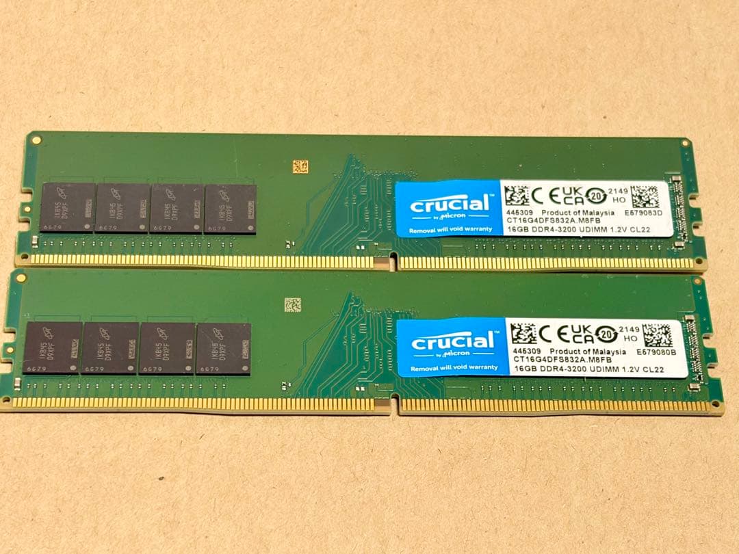 crucial DDR4 16GB DDR4-3200 2枚 (合計32GB)