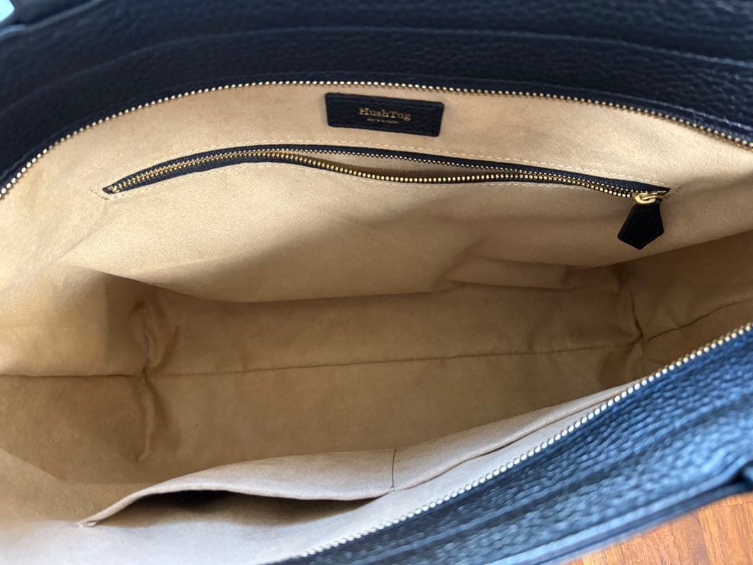 【美品】HushTug ハッシュタグ防水レザートート ブラック