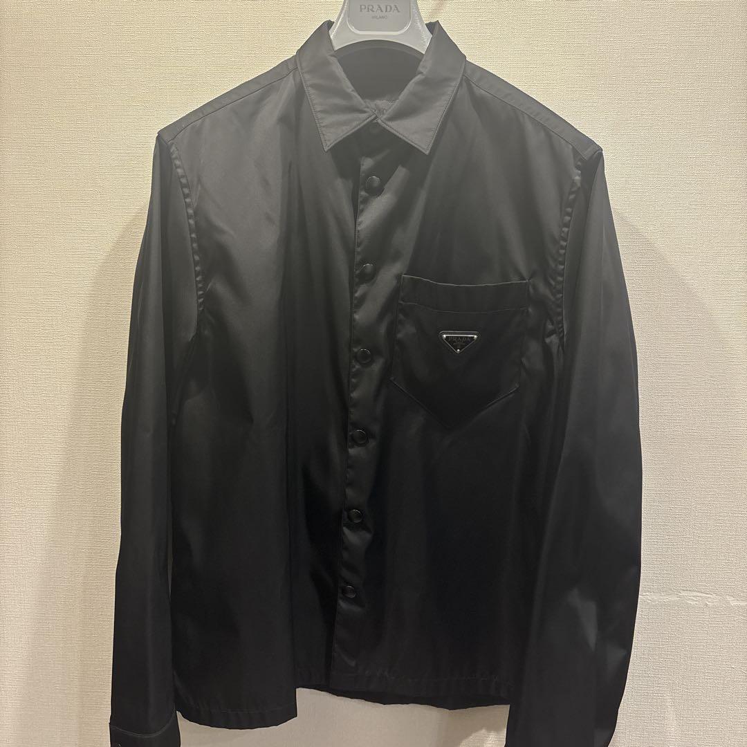美品　PRADA Re-Nylon シャツ　三角ロゴ　L 黒