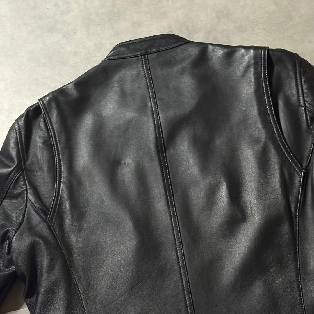 イタリアカラー ワッペン G-STAGE 羊革 短丈 ライダースジャケット L