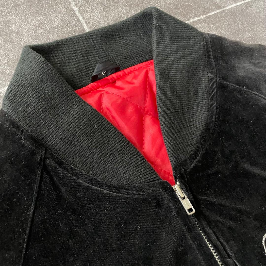 90-'s 龍 富士 別珍 スカジャン スーベニア 短丈 F ベロア 黒