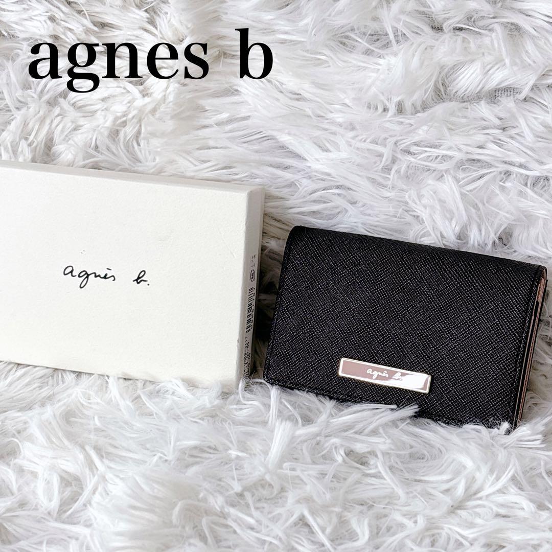 新品　agnes b. ブラック 名刺入れ　ピンク