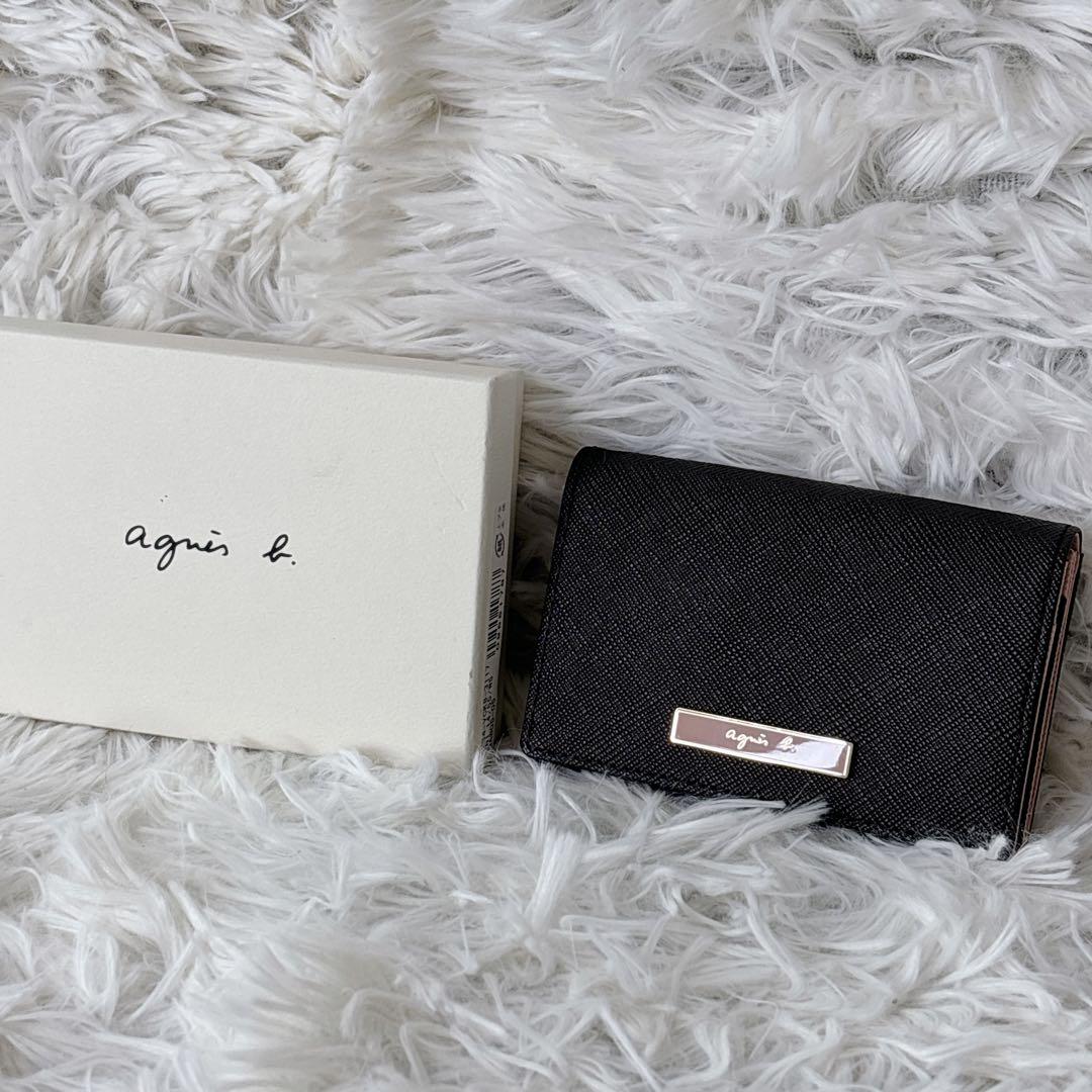 新品　agnes b. ブラック 名刺入れ　ピンク