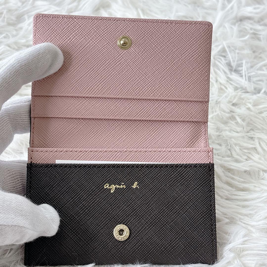 新品　agnes b. ブラック 名刺入れ　ピンク