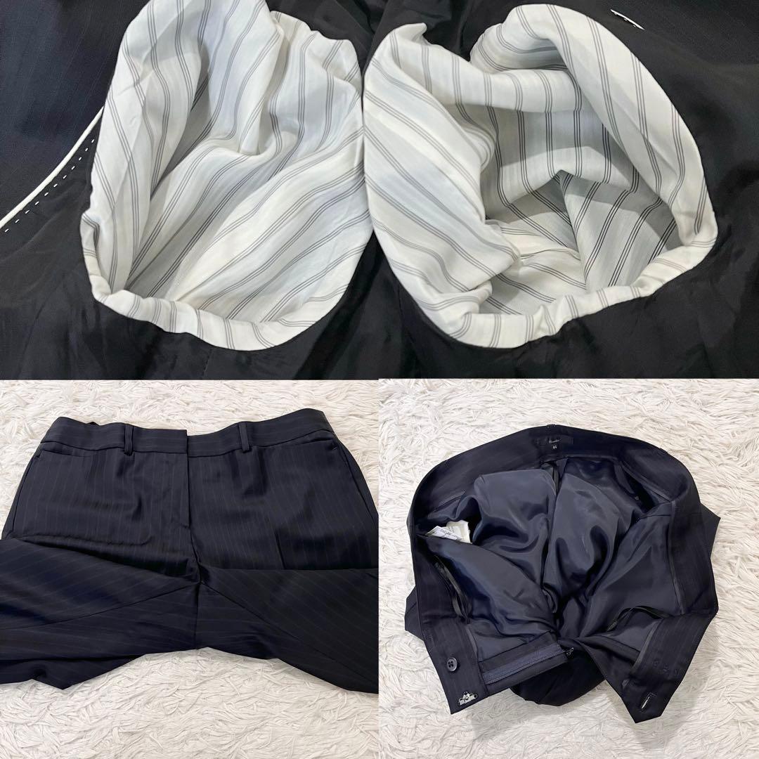 ✨美品✨アイシービー　スーツ　高級ライン　ストライプ　光沢　ネイビー　希少サイズ