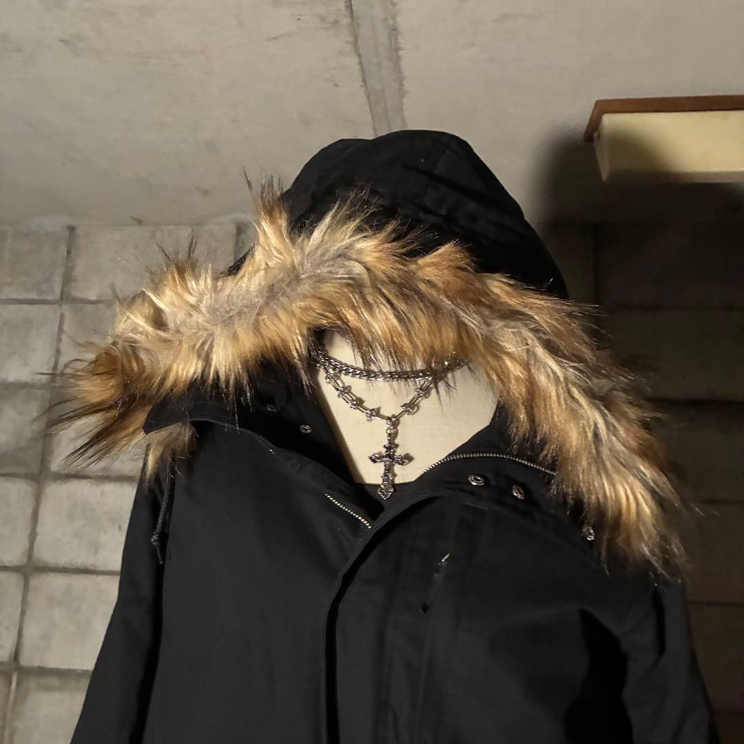 ダークコア　グランジ　モッズコート　y2k 平成　お兄系　ファー　ダブルジップ