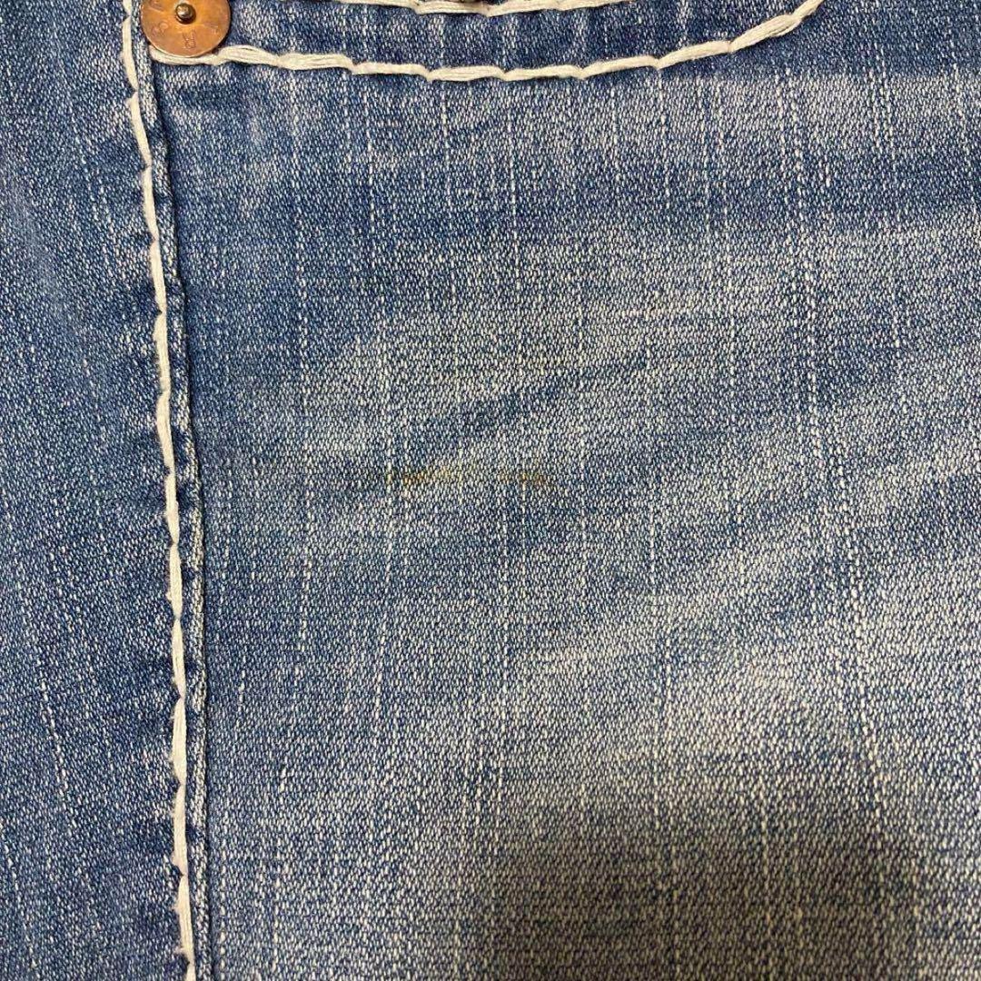 完売モデル✨TRUE RELIGION クロップドジーンズ W32 極太ステッチ