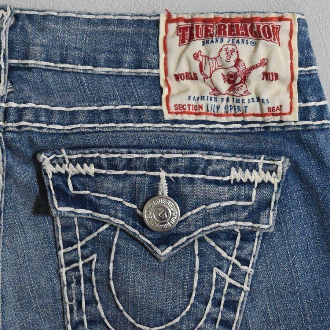 完売モデル✨TRUE RELIGION クロップドジーンズ W32 極太ステッチ