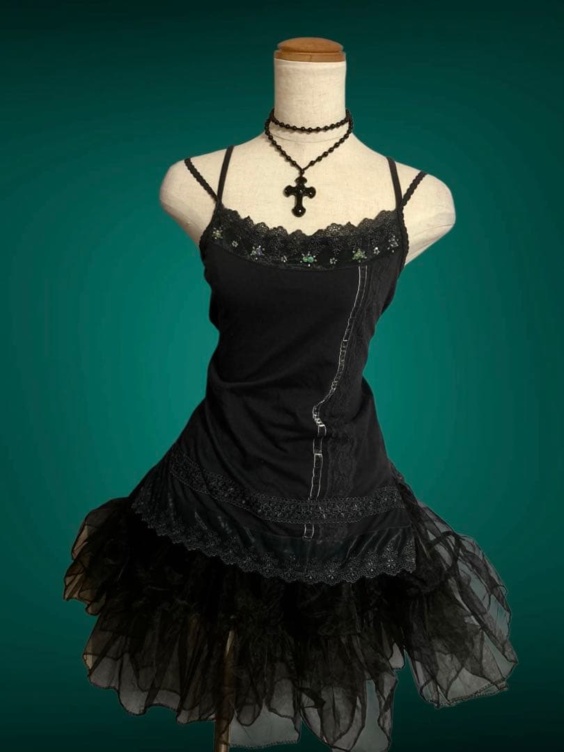 ダークコアベロアレースキャミy2kフェアリーグランジ姫ギャル古着屋ランジェリー