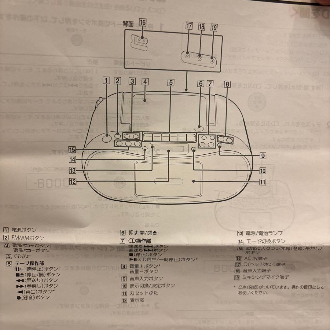 SONY ホワイト ラジカセ CDラジオカセットCFD-S51
