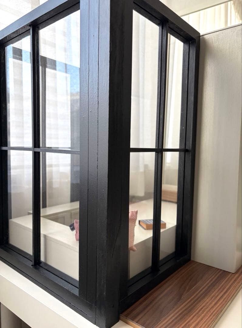 ドールハウス　撮影背景ボード　ハンドメイド☆コーナールーム＆チェア＆シェルフ家具