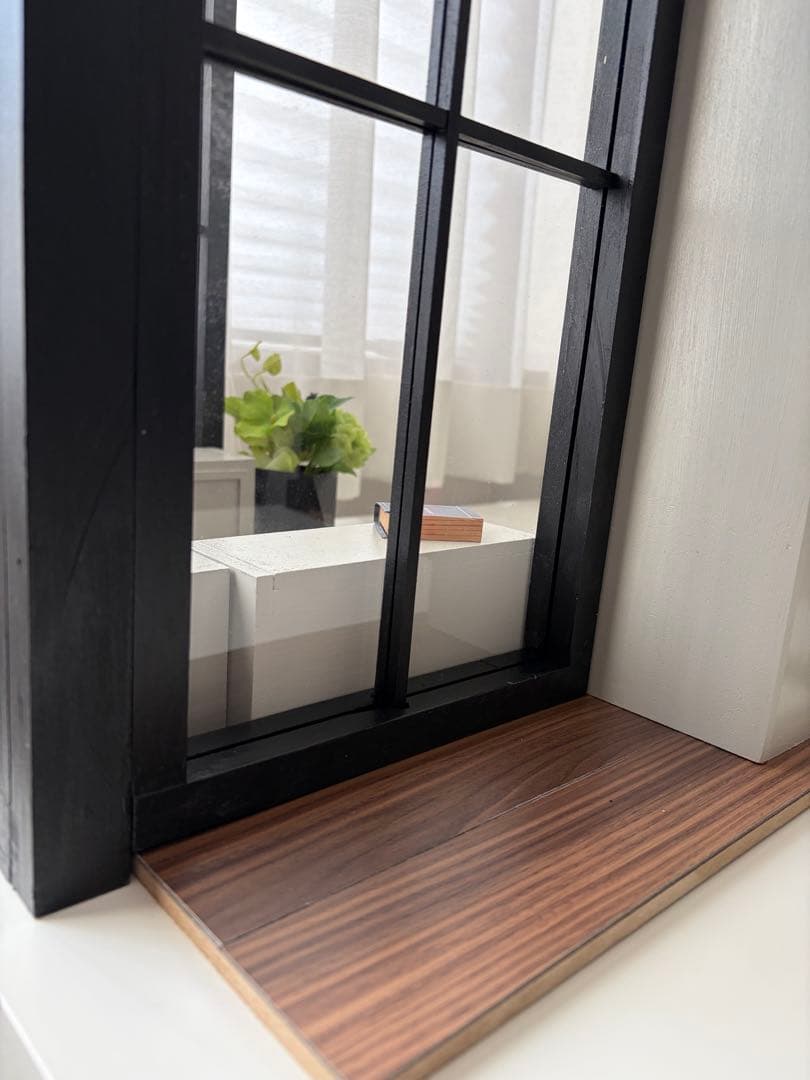 ドールハウス　撮影背景ボード　ハンドメイド☆コーナールーム＆チェア＆シェルフ家具