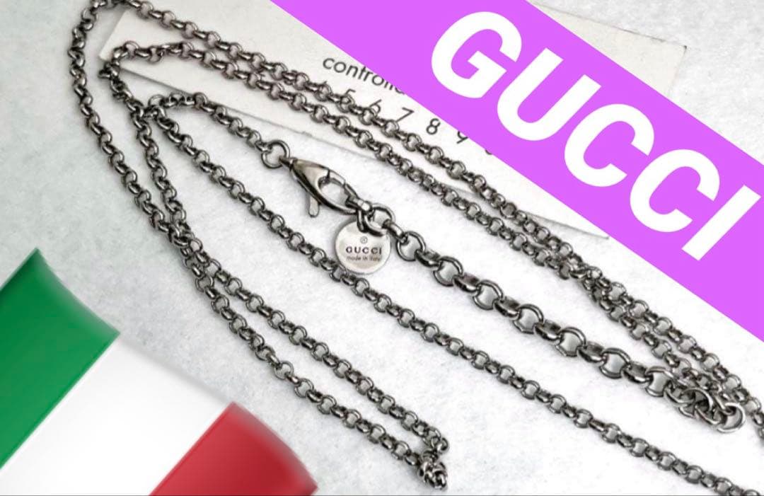 美品　GUCCI 2.2ミリ　クロームチェーンネックレス