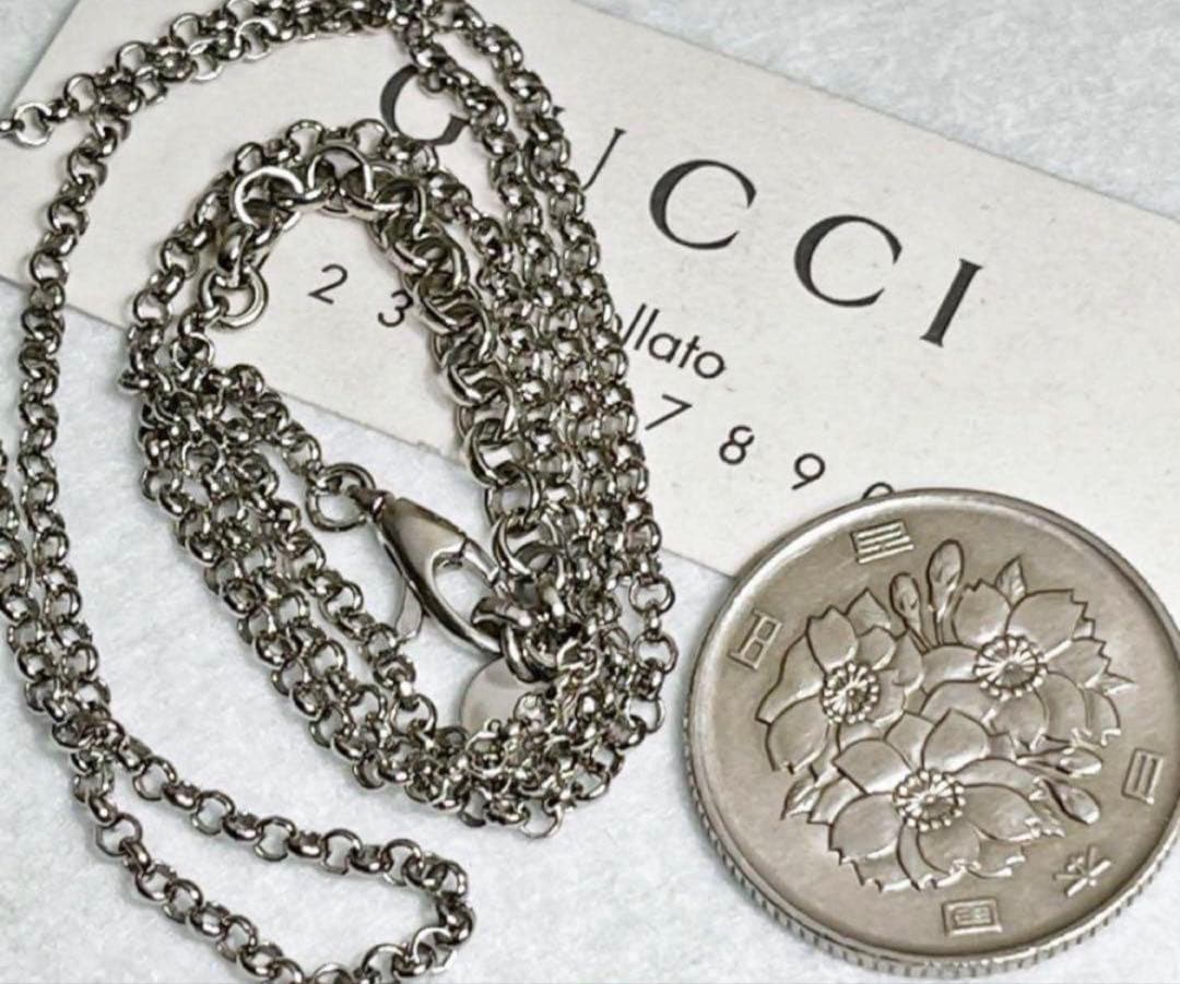美品　GUCCI 2.2ミリ　クロームチェーンネックレス