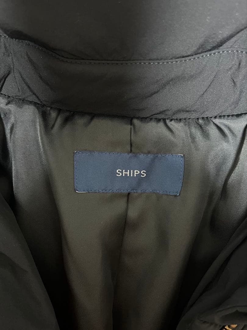 〈みしゅう〉SHIPS ショールカラーミディダウン　Sサイズ　ブラック