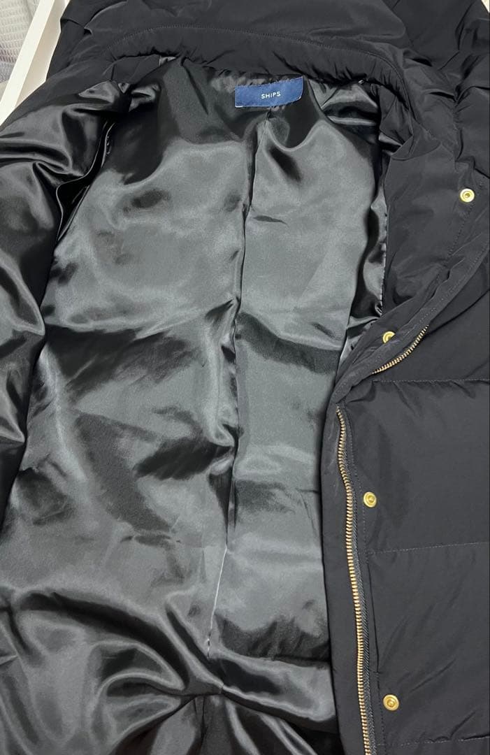 〈みしゅう〉SHIPS ショールカラーミディダウン　Sサイズ　ブラック