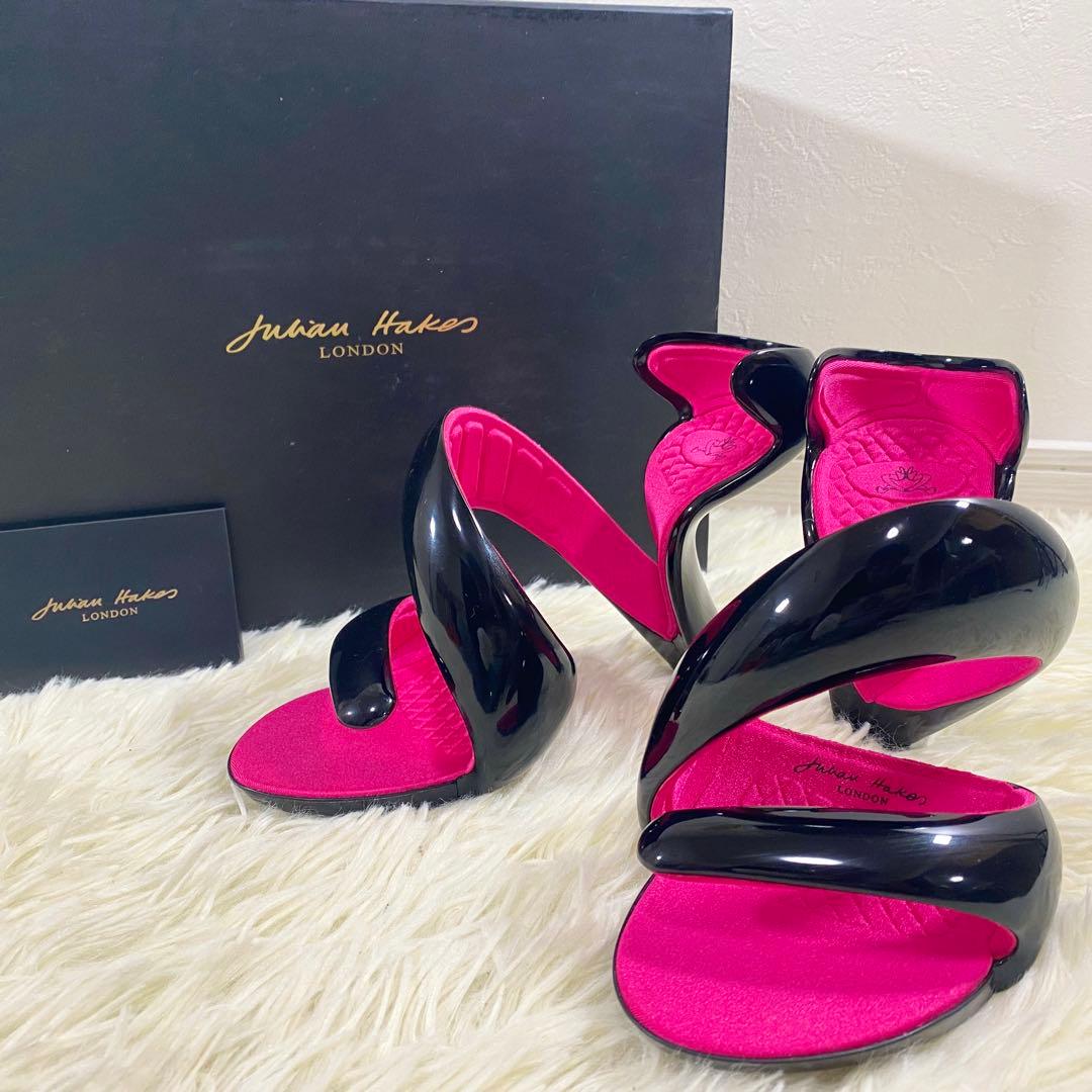 極美品　ジュリアンベイクス　サンダル　モヒート　ブラック　ピンク　38　24㎝