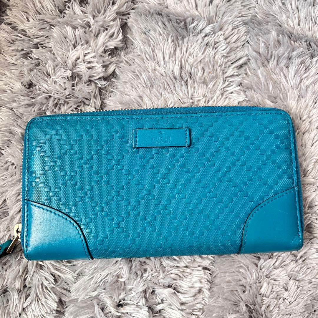 美品✨GUCCI ディアマンテ　ラウンド　財布　レアカラー　ターコイズブルー