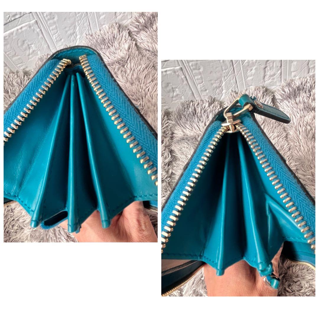 美品✨GUCCI ディアマンテ　ラウンド　財布　レアカラー　ターコイズブルー