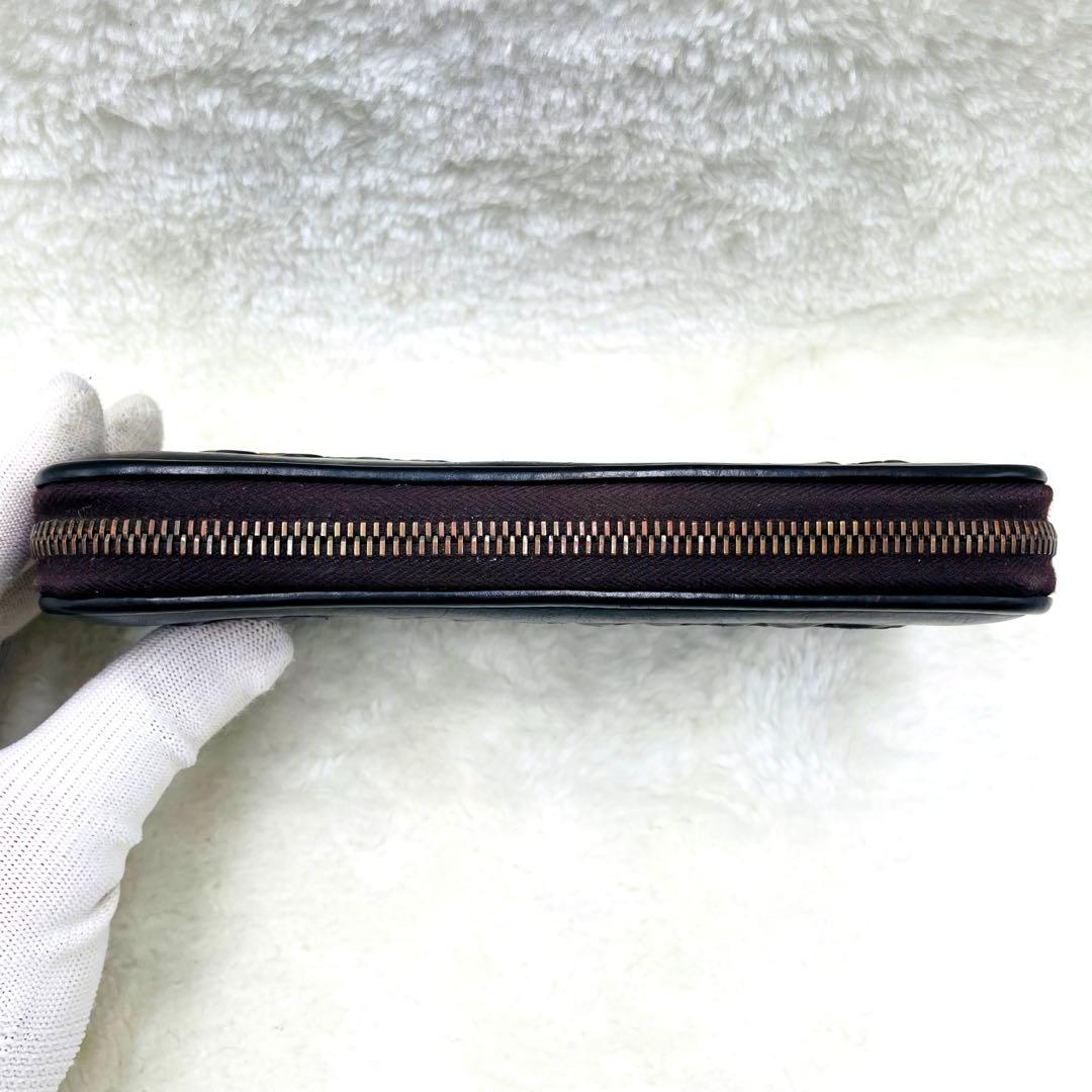 美品 希少 ボッテガヴェネタ 長財布 クロコダイル イントレチャート ブラウン