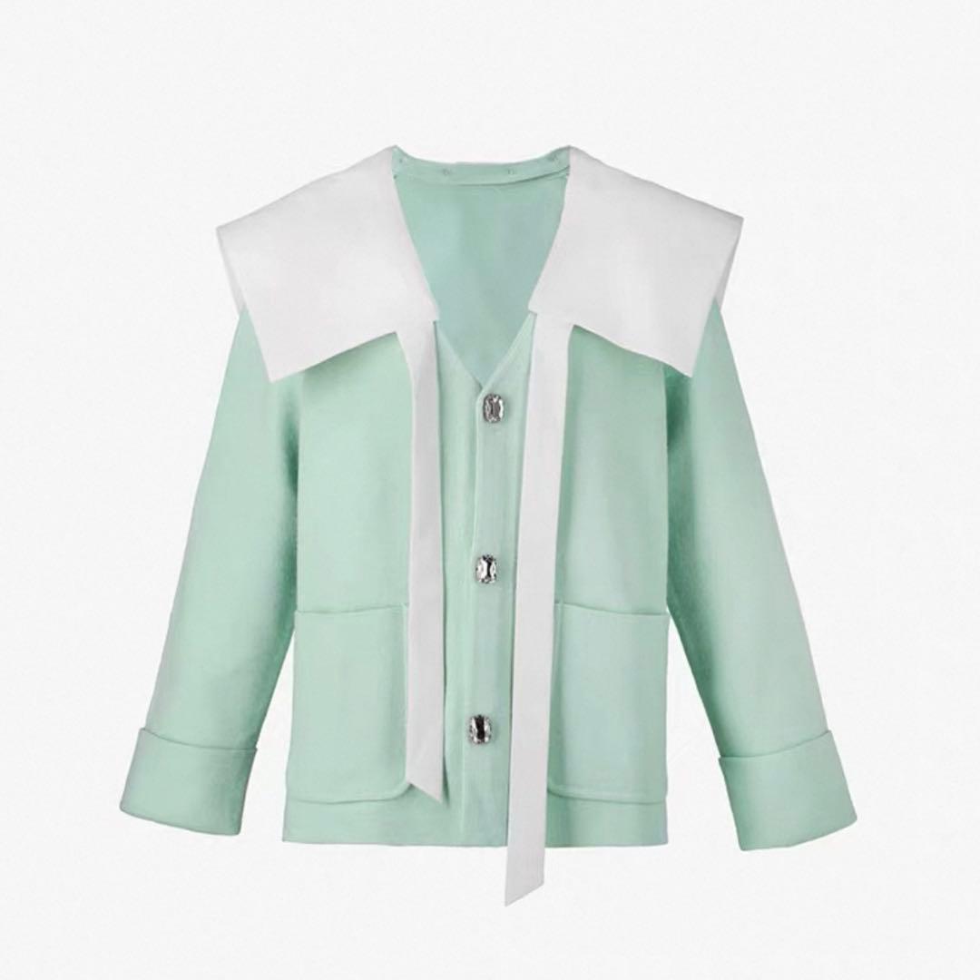 【新品未使用】Bibiy. ビッグカラーニットカーディガン ミントグリーン