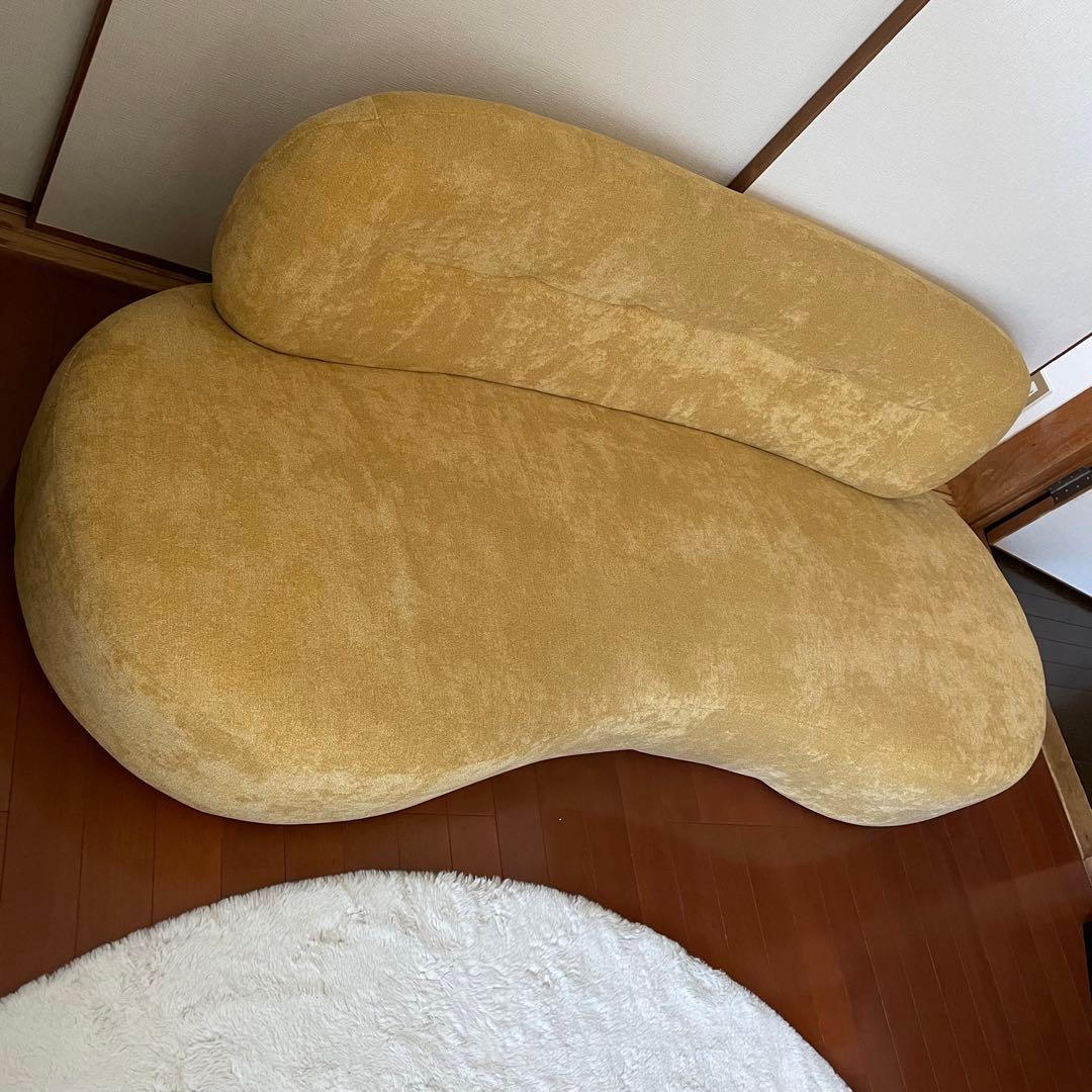 ロータイプ　ソファ 黄色 2.5人 オシャレ マナベインテリアハーツ 美品