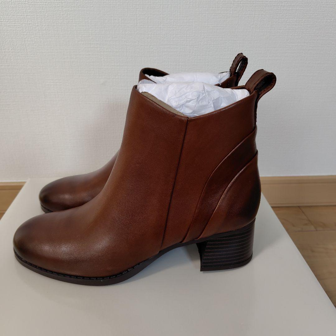 新年SALE！MODE KAORI 本革カーブパターンショートブーツ