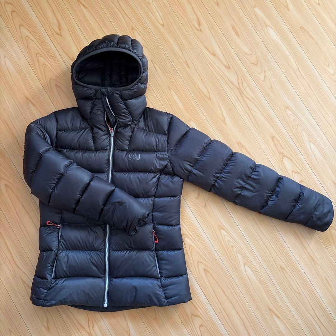 ミレー　レディースチャコールグレーダウンジャケット フード付き