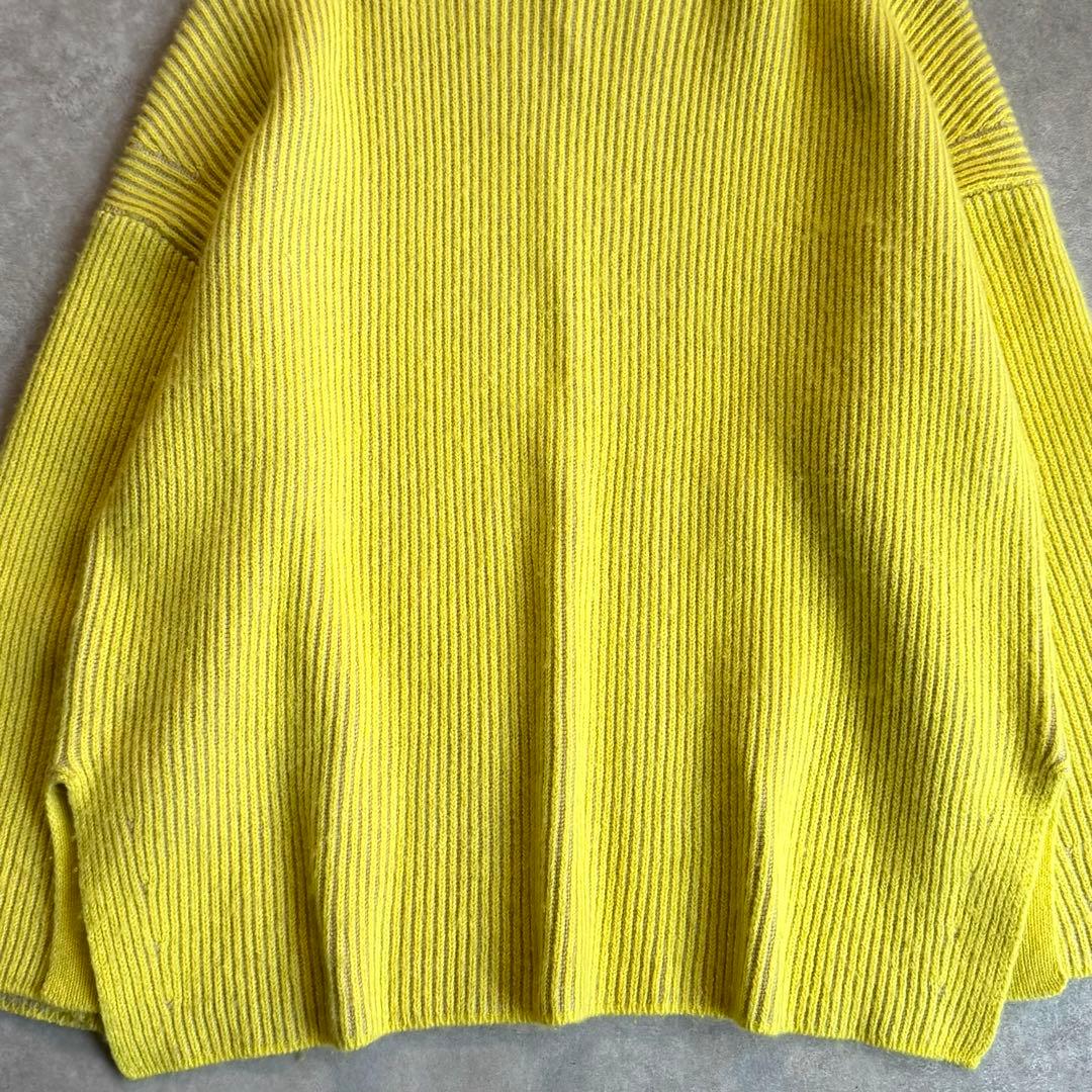人気 ドゥロワー 9ゲージ畦編みのクルーネックニット Drawer イエロー