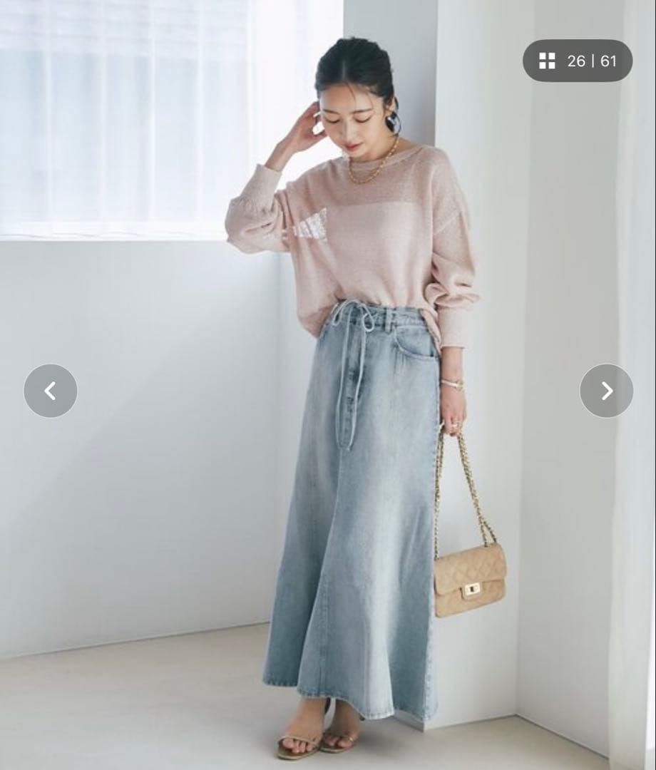 【美シルエット】リボンデニムマーメイドマキシスカート