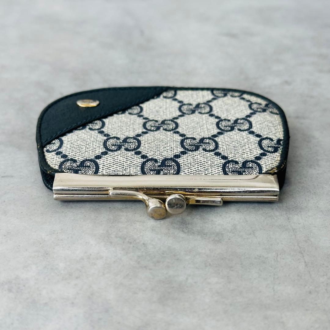 GUCCI GGスプリーム がま口 ケース　小銭入れ　ネイビー