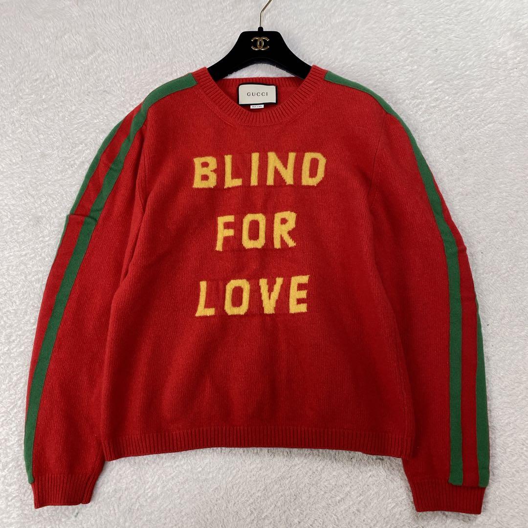 【美品・希少XL】GUCCI 長袖ニット ミケーレ期　レッド　シェリ―ライン　蜂