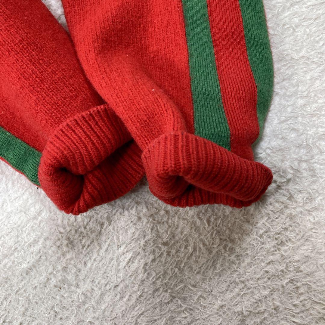 【美品・希少XL】GUCCI 長袖ニット ミケーレ期　レッド　シェリ―ライン　蜂