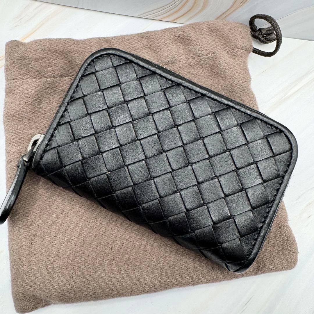 【ボッテガヴェネタ】レザー イントレチャート ケース 小銭入れ 黒