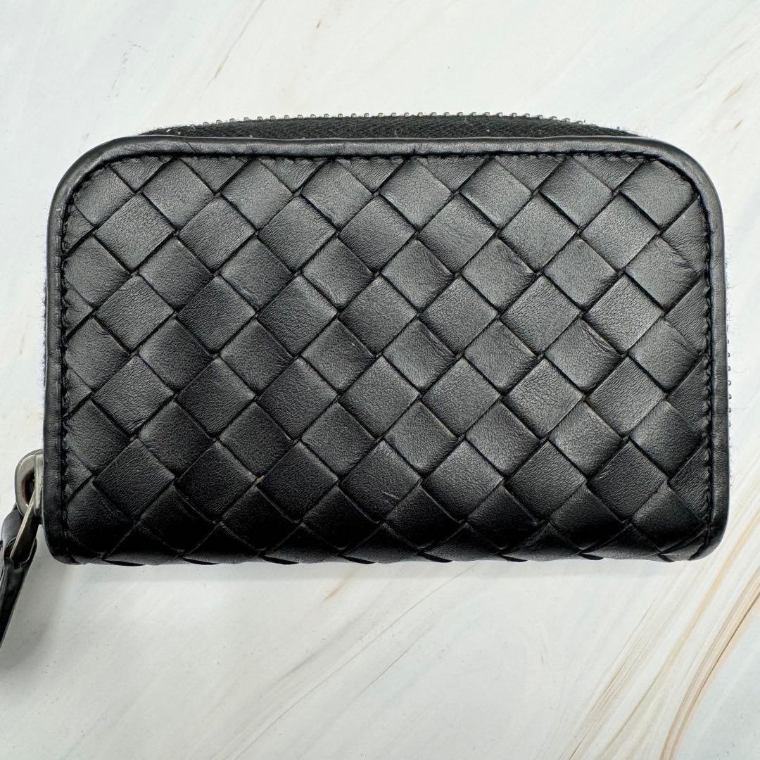 【ボッテガヴェネタ】レザー イントレチャート ケース 小銭入れ 黒