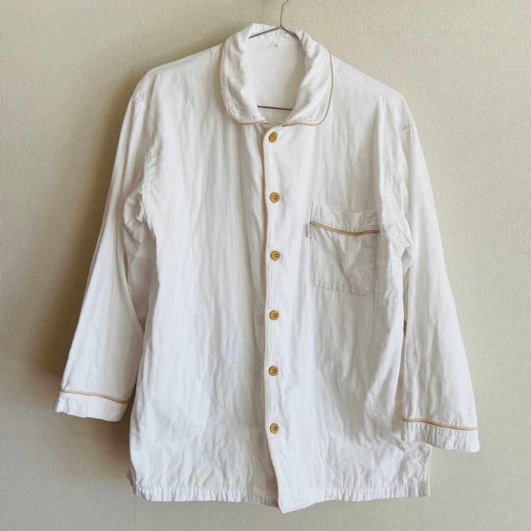 松並木 無添加 3重 ガーゼ パジャマ レディース M オフホワイト 縁ベージュ