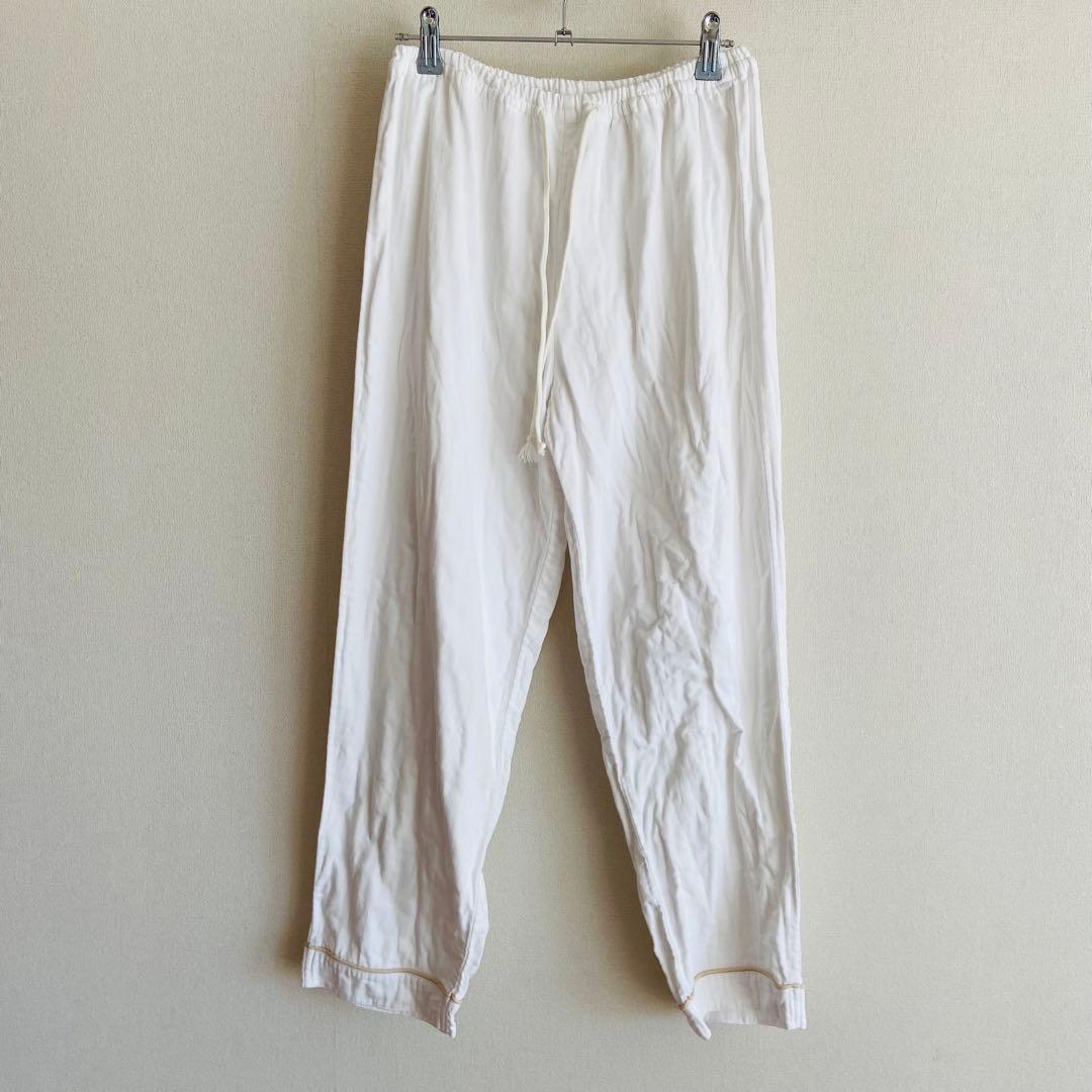 松並木 無添加 3重 ガーゼ パジャマ レディース M オフホワイト 縁ベージュ