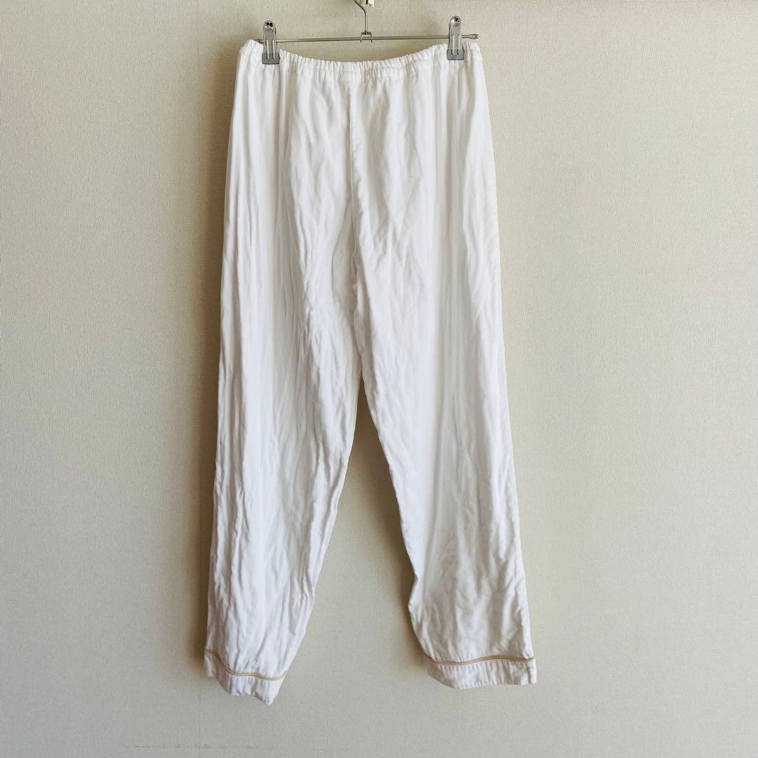 松並木 無添加 3重 ガーゼ パジャマ レディース M オフホワイト 縁ベージュ