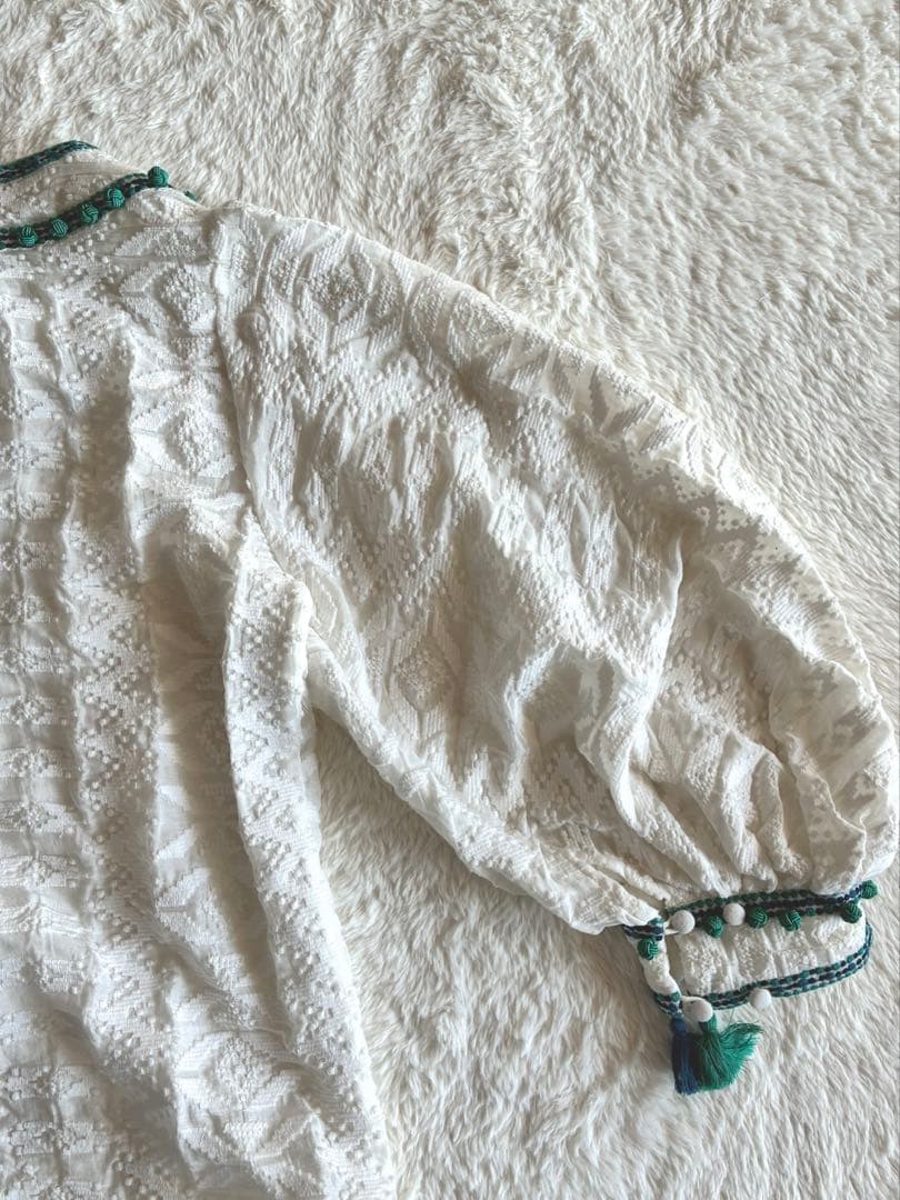 IENA新品インポート極上刺繍ブラウス 定価6.4万 タッセルエンブロイダリー