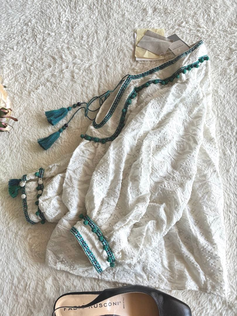 IENA新品インポート極上刺繍ブラウス 定価6.4万 タッセルエンブロイダリー