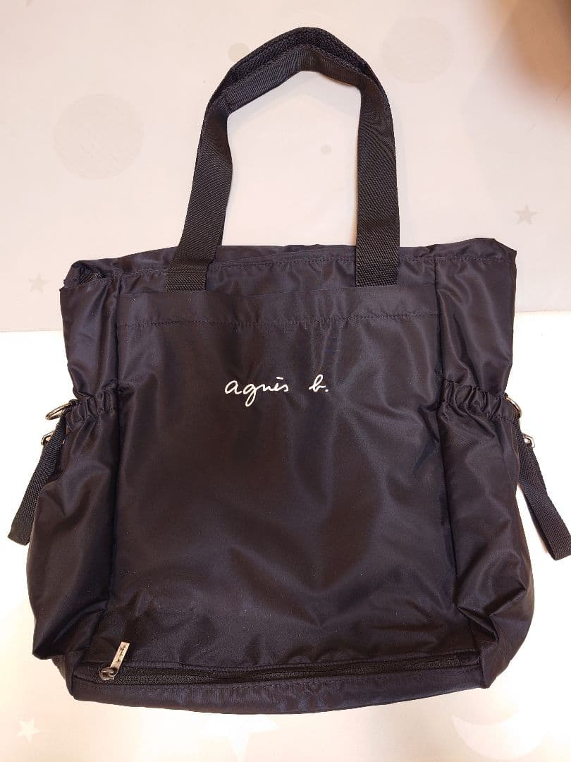 agnès b. ブラック トートバッグ マザーズバッグ