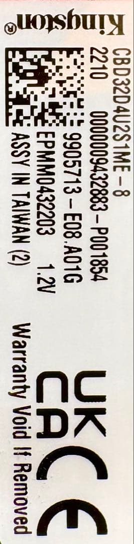 Kingston製 DDR4 メモリ 8GB×2枚セット（合計16GB）