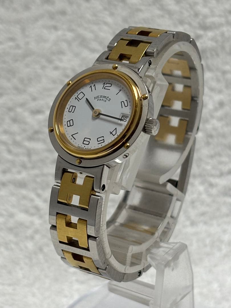 【美品】エルメス クリッパー クォーツ デイト【稼働品】レディース 付属品有り
