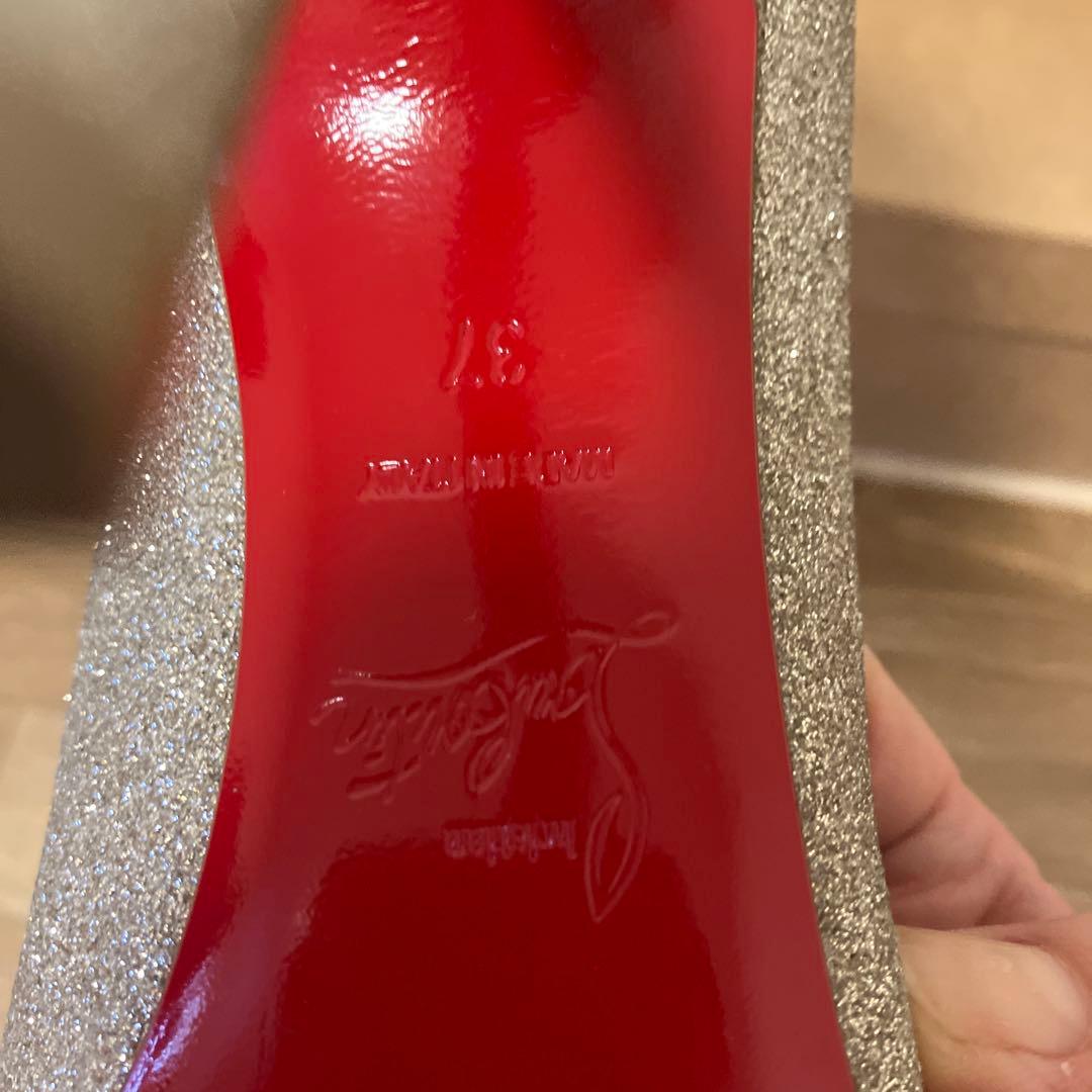 Christian Louboutin グリッターシルバーハイヒール　37