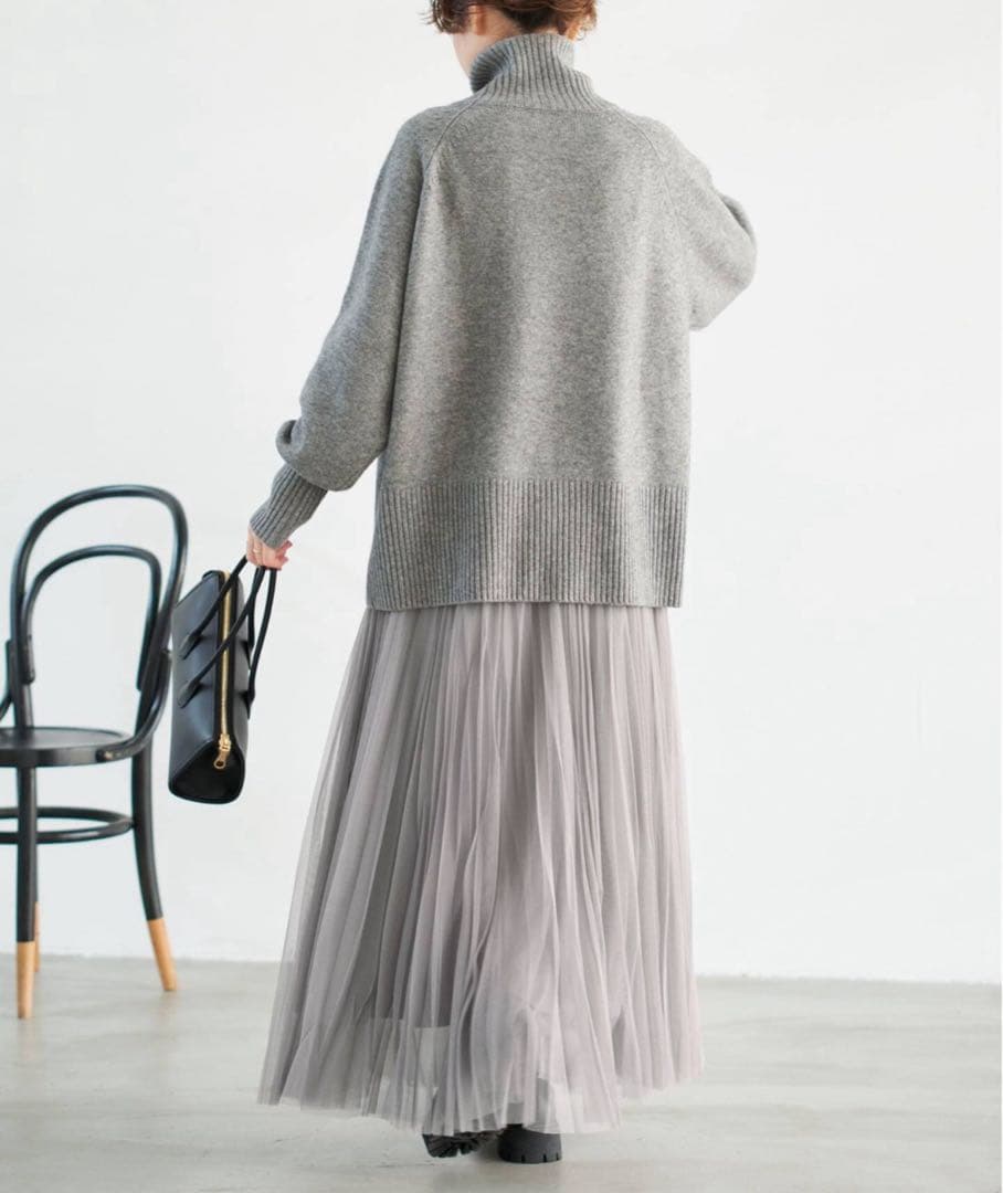 ランダムチュールプリーツスカート 36 グレー