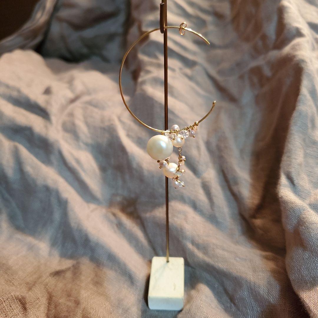 SWEETPEA スイートピーパール付きフープピアス(片耳用)2way最終価格❗