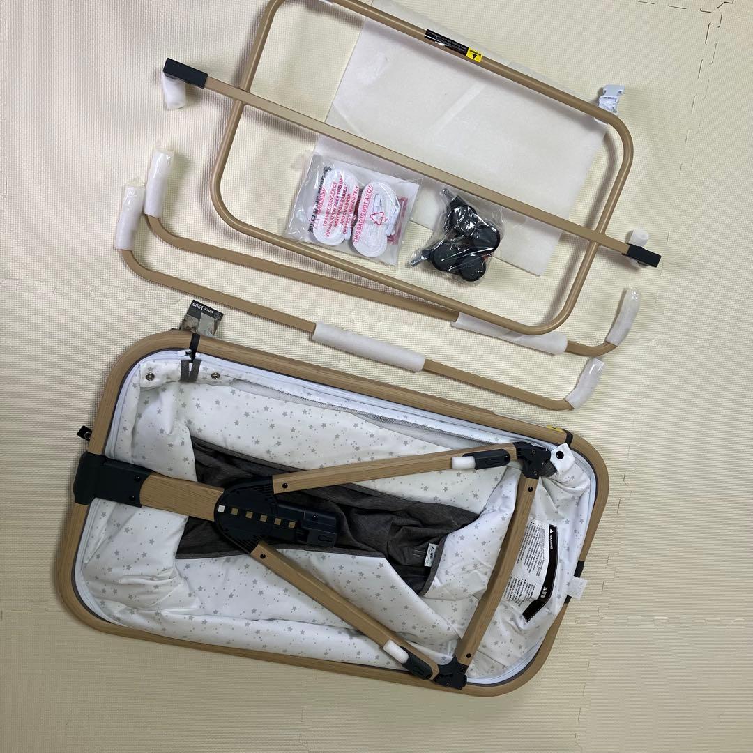 HZDMJ ベビーベッド グレー　持ち運び 折りたたみ