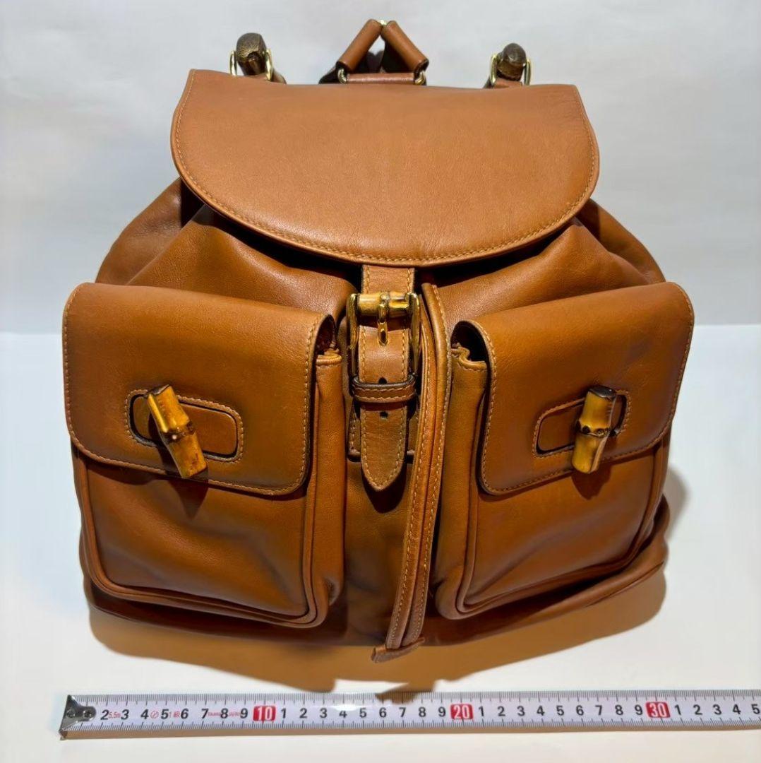 GUCCI レザー バンブー リュック ブラウン系 グッチ