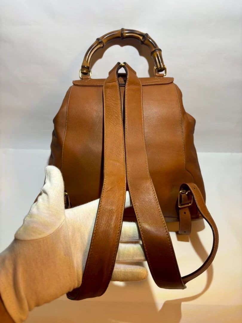 GUCCI レザー バンブー リュック ブラウン系 グッチ