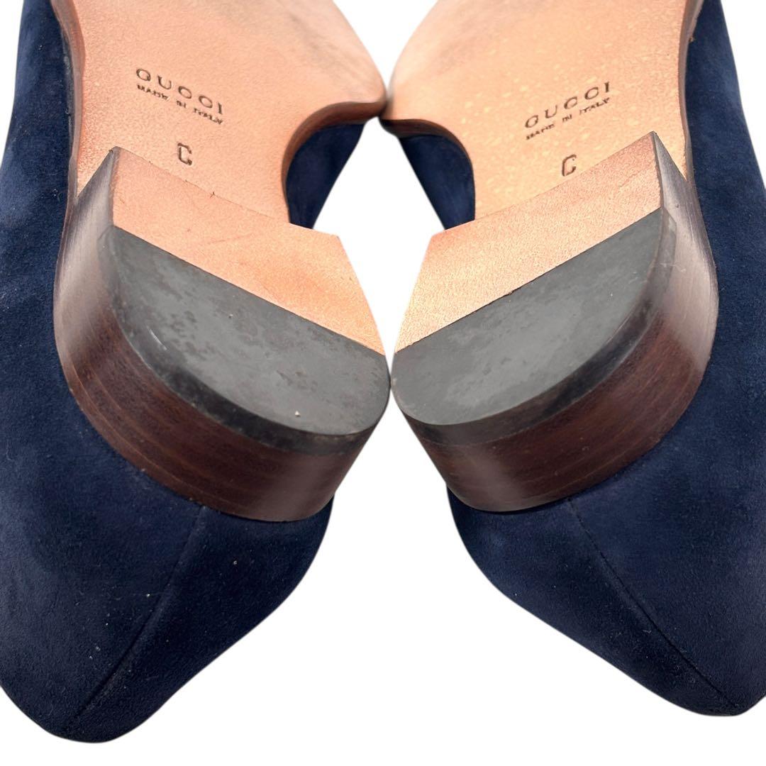 美品 グッチ GUCCI 36 1/2 23.5 スエード ローファー バンブー